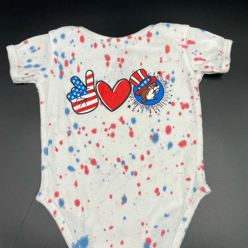 Buc ees infant unisex baby 12 months 4th of July themed one piece